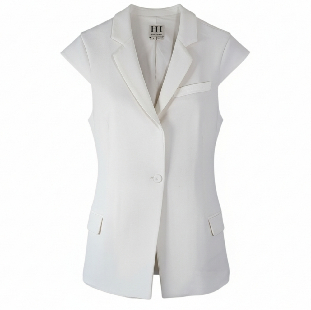 Haute Hippie Preppy Blazer Vest Cap Sleeves Sz 8 Office Business Preppy Luxury